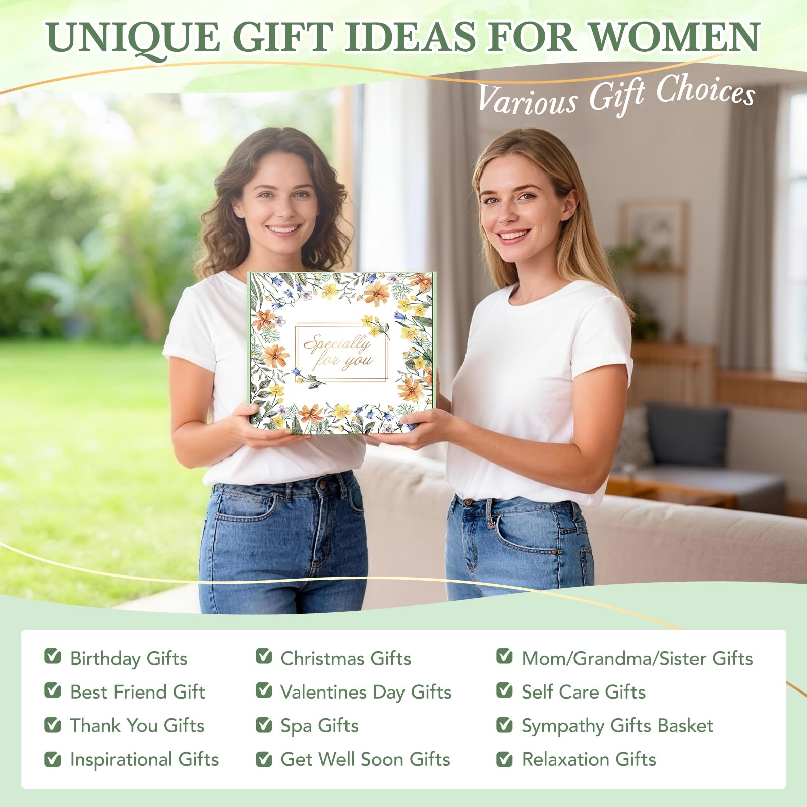 Canastas de regalo para mujeres, 11 piezas de regalos únicos de cumpleaños para mujeres, cestas de regalo de cuidado personal, agradecimiento, recuperarse, regalos inspiradores de amistad para mamá