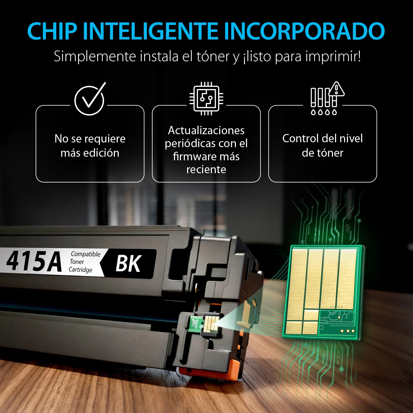 Smart Ink 415A 415 - Tóner Compatible con Chip para HP 415A 415 A (Negro, Cian, Magenta y Amarillo) como Repuesto para LaserJet Pro MFP M479fdw M479fdn M479fdw M454dw M454dn (W2030A W2031A W2032A