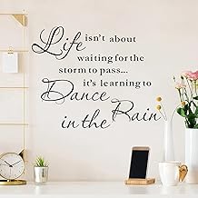 Family Wall Stickers Autocollant Mural, Life Isn’t About Waiting for The Storm to Pass, It’s Learning to Dance in The Rain DIY Stencil Vinyl Lettering Wall Decal for Bedroom, Living Room Décor (Quote Wall Decal)