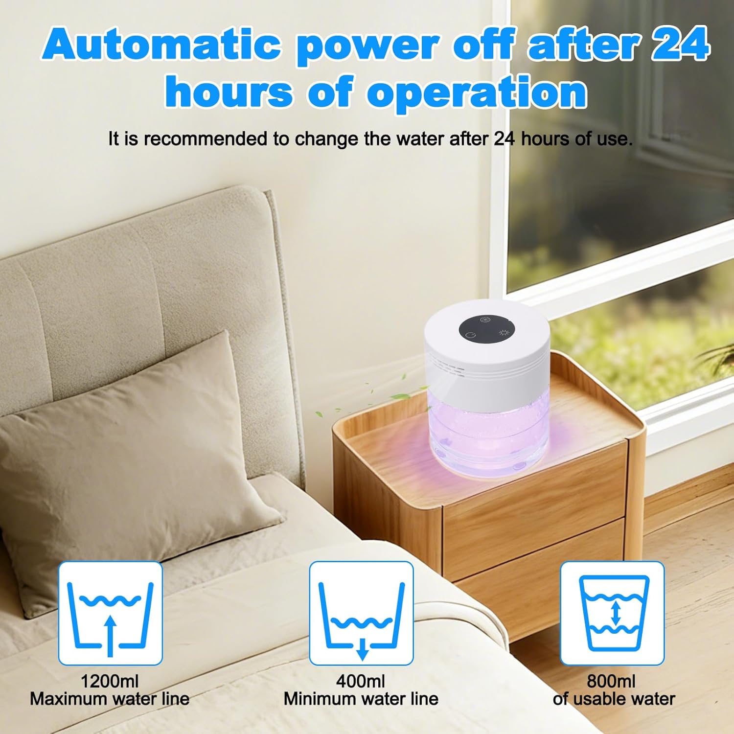 Water Air Purifiers for Home, Water Based Air Purifiers, Quiet 3-Speed Air Washer, 8-Color Light Air Revitalizer, 24H Auto Shut-off Rainbow Air Purifier machine for Bedroom, Office, Living room, Pet