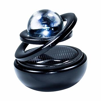 Miwings Solar Power Rotating Design Alloy Body Car Interior Decoration Air Freshener Perfume, with Organic Fragrance, Crystal Black (MW-KNCHA-Perfume-BLK)