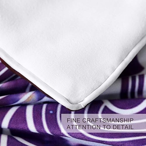 Miniatura 5 de BlessLiving Juego de cama de galaxia, luna y estrellas moradas, funda de edredón de estrella espacial celestial cósmica para adolescentes, niñas,