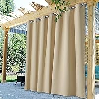 Vista 29 de StangH 2 paneles de cortinas opacas beige para exteriores, cortinas opacas resistentes al viento con parte superior desmontable para espacios