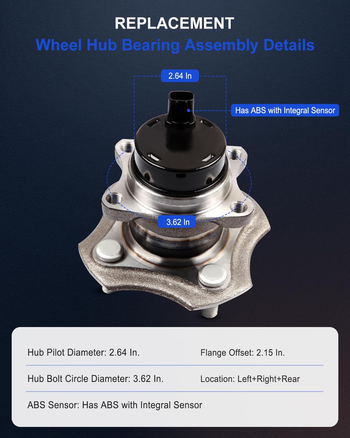 ECCPP Rear 4 Lugs Wheel Bearing and Hub Assembly For 2004-2006 For Scion xB 2000-2005 For Toyota Echo Wheel Hub Bearings W/ABS 512209