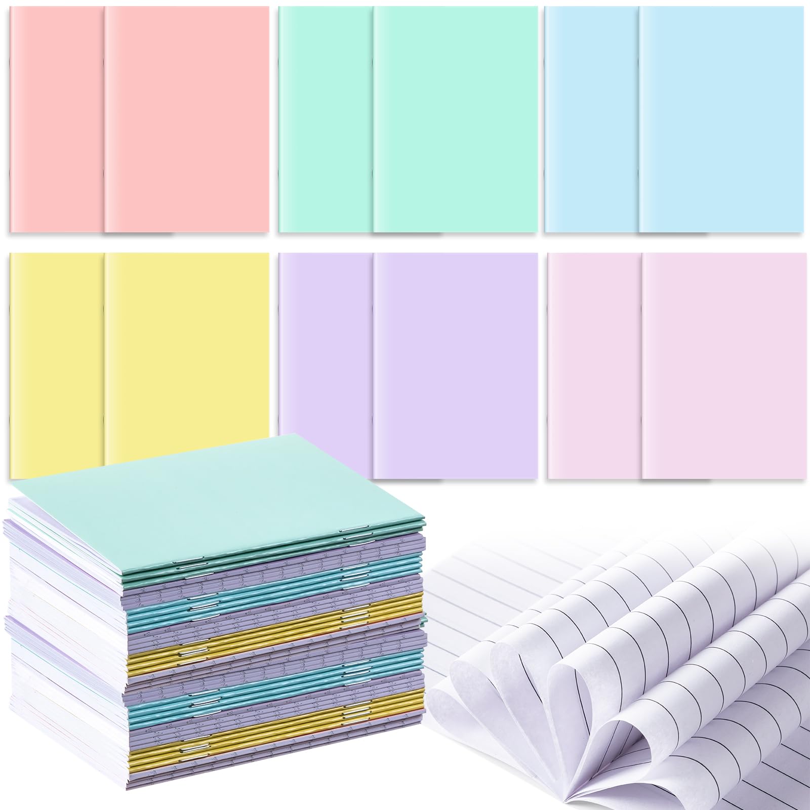 Jetec 120 cuadernos pequeños de regalo para estudiantes, con cubierta pastel, de 7,6 x 12,7 cm, blocs de notas de viaje, cuadernos de escritura para compañeros de trabajo, suministros de oficina