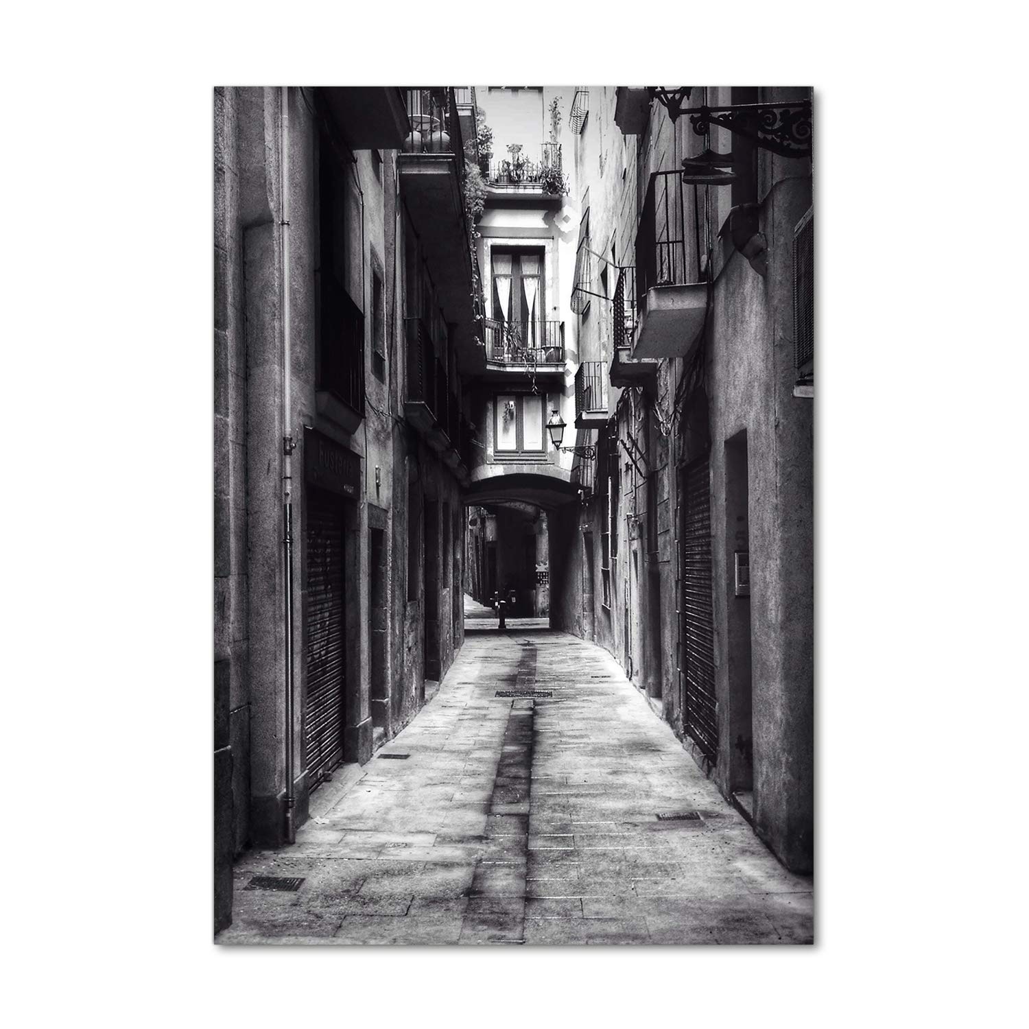 Image sur verre 70x100 cm Barcelone noir et blanc grand format
