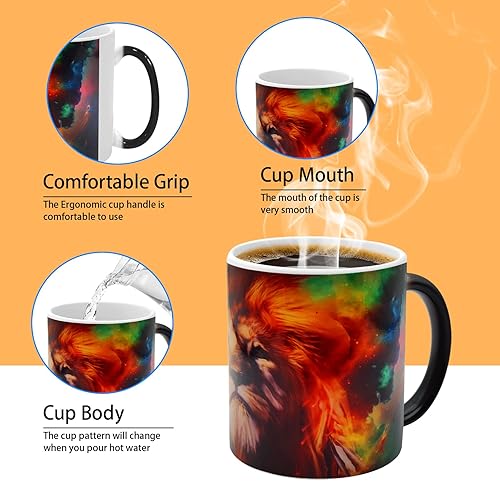 Vista 12 de Caliamary Taza de gato que cambia de calor, divertida taza de café de cerámica, 11 oz sensible al calor, cambio de color, bonito regalo de Navidad
