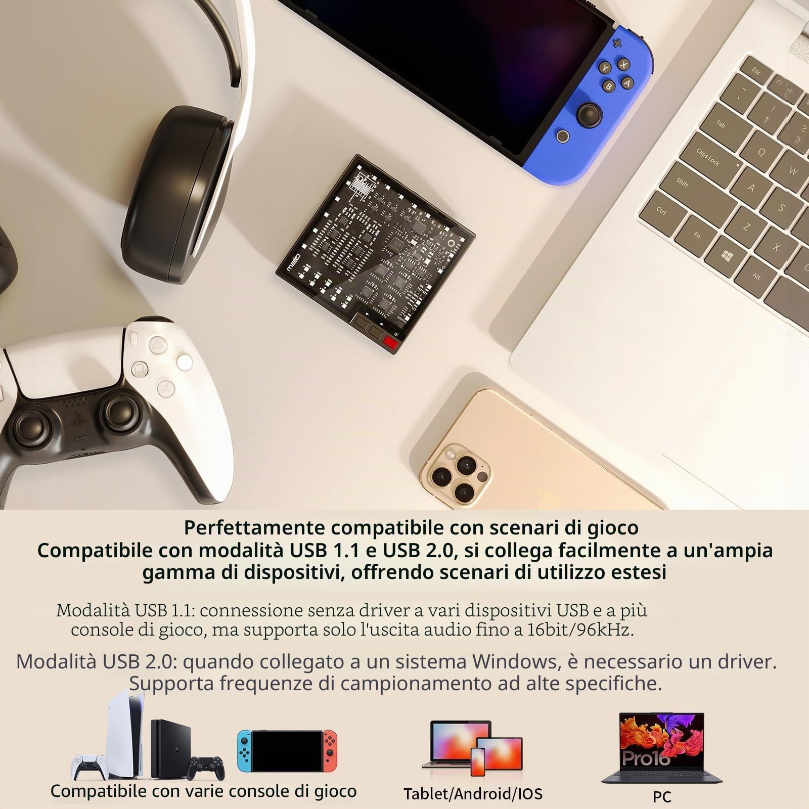 SMSL LIN.LIN.LIN M20 DAC MQA CD amplificatore per cuffie USB Gaming DAC | USB 2.0 USB1.1 4X CS43131Chip 3,5 mm/4,4 mm jack per cuffie per console di gioco/PC 5 filtri PCM XMOS XU-316 32bit/768kHz