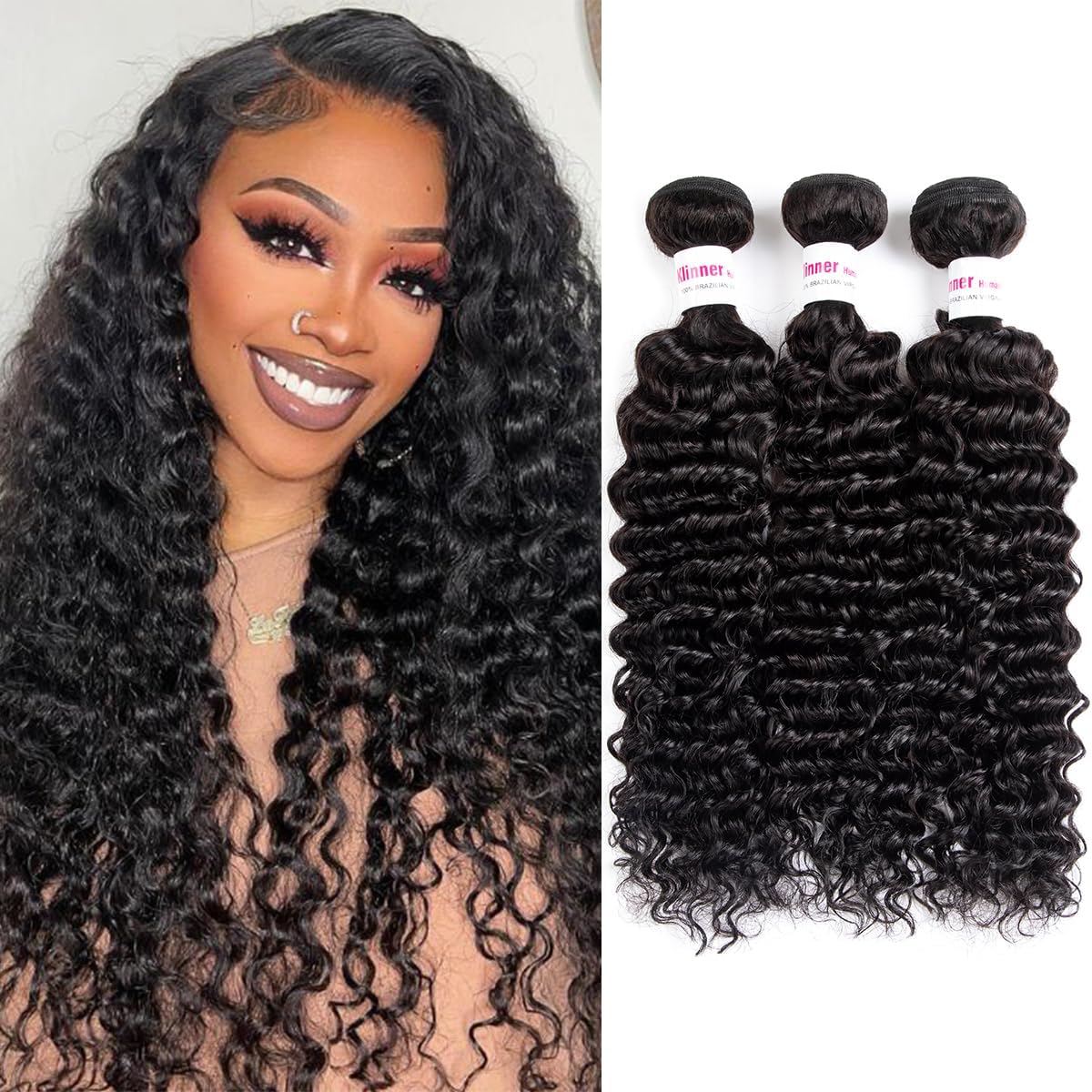 Amazon.com : 12A Deep Wave Human Hair Bundles 14 16 18 Inch 