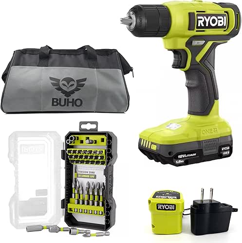 Cordless Drill Set Bundle with Ryobi 18V ONE+ Drill Driver,