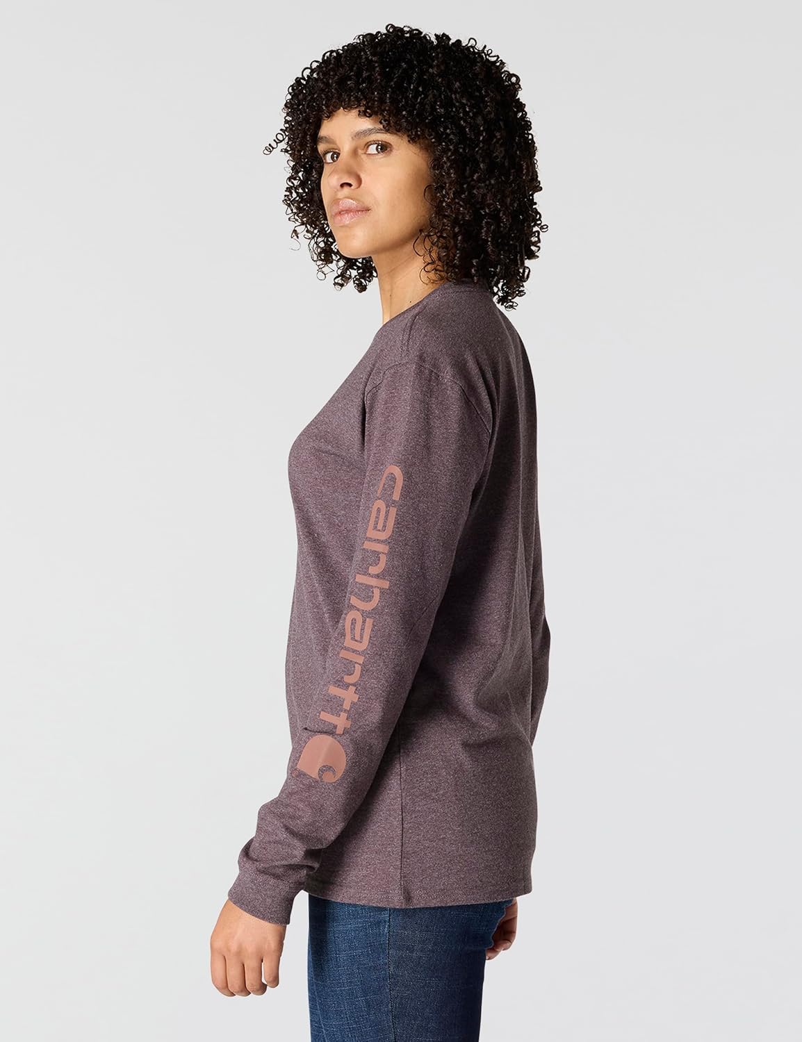 Carhartt Women's Loose Fit Heavyweight Long-Sleeve Logo Sleeve Graphic T-Shirt - Image 2