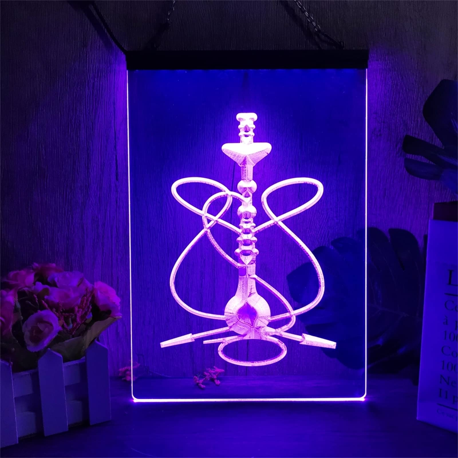 Señal de neón LED de Barra Shisha, decoración de Pared de Tienda de cachimba, atenuación remota RGB, Luces de neón USB, Luces nocturnas, señal Luminosa,30x20cm