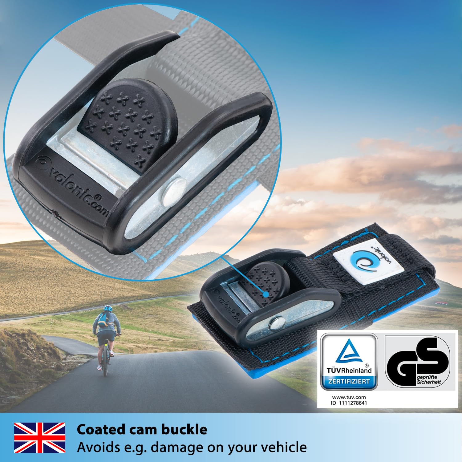 3.5m Tie Down Straps With Buckle Protector - Canoe & Kayak