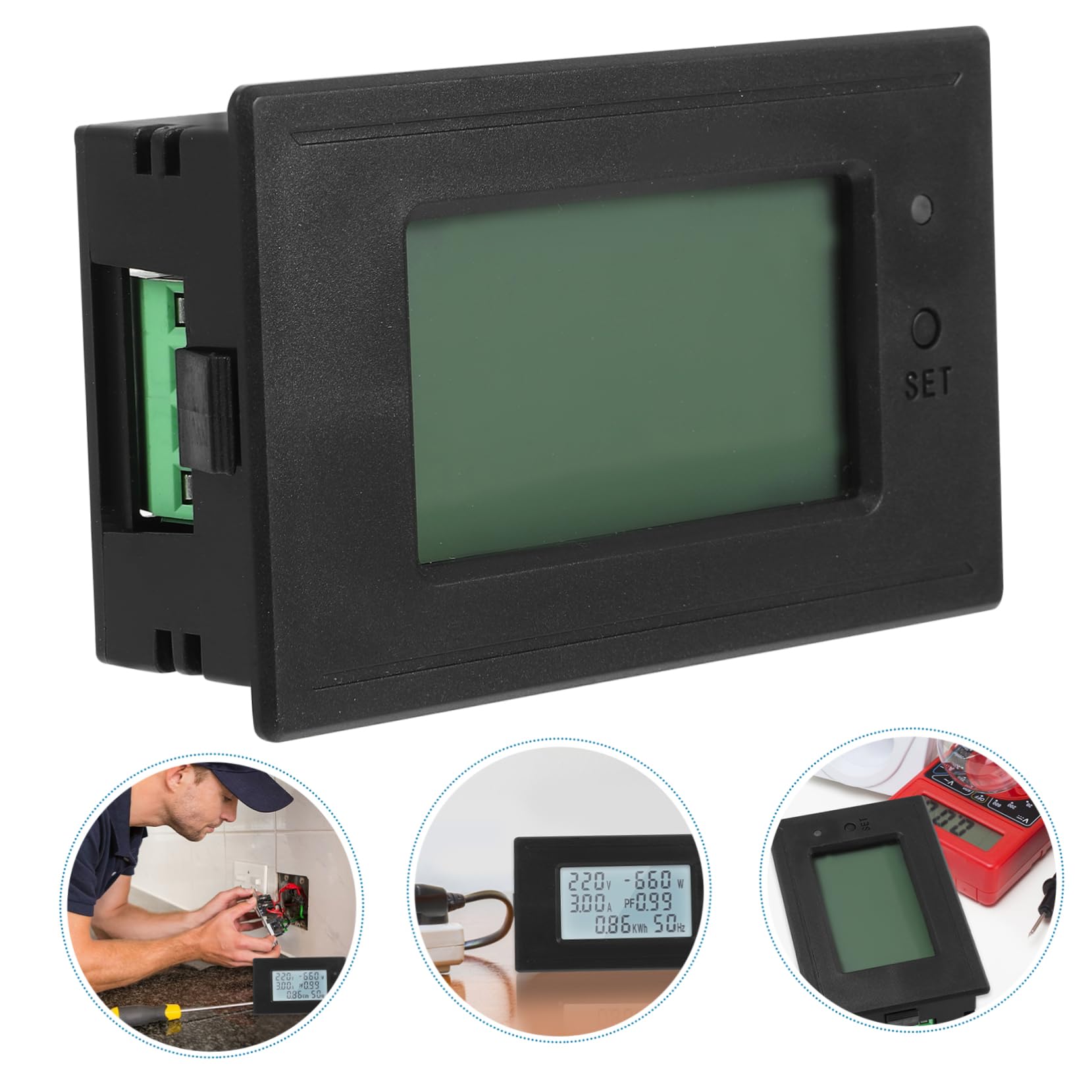 Medidor de Electricidad Doméstico 10a 2200w Negro Pantalla Digital