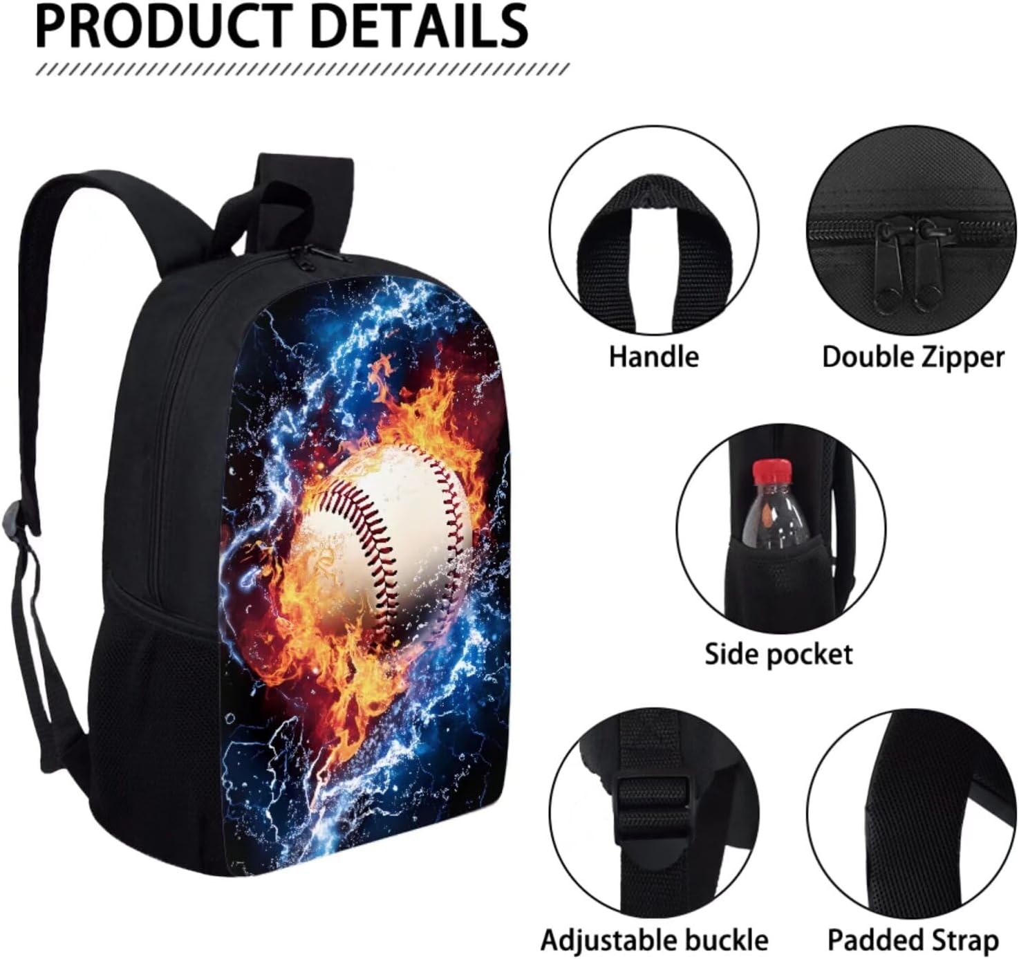 FOR U DESIGNS Boys Backpacks Ages 8-10 Baseball Bookbag and Lunch Box Set Kids Pencil Case Pouch for Elementary Kindergarten Middle School Outdoor Travel