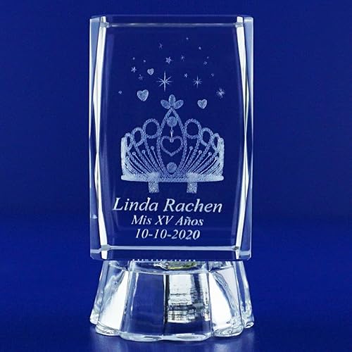 12 piezas de grabado láser personalizado para clientes, corona de cristal 3D, recuerdos de fiesta, recuerdos de quinceañera, imagen 3D corona con