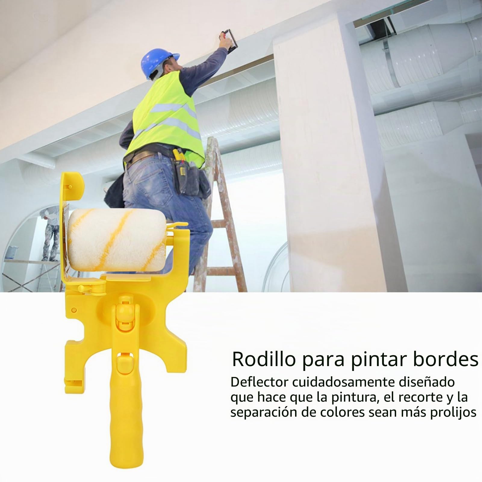 Bordeadora de rodillo de pintura, Kit de borde de pintura de mano con rodillo y brocha, Bordeadora de pintura portátil para la herramienta de seguridad de techo de pared de la sala de hogar, 30 x 12 x