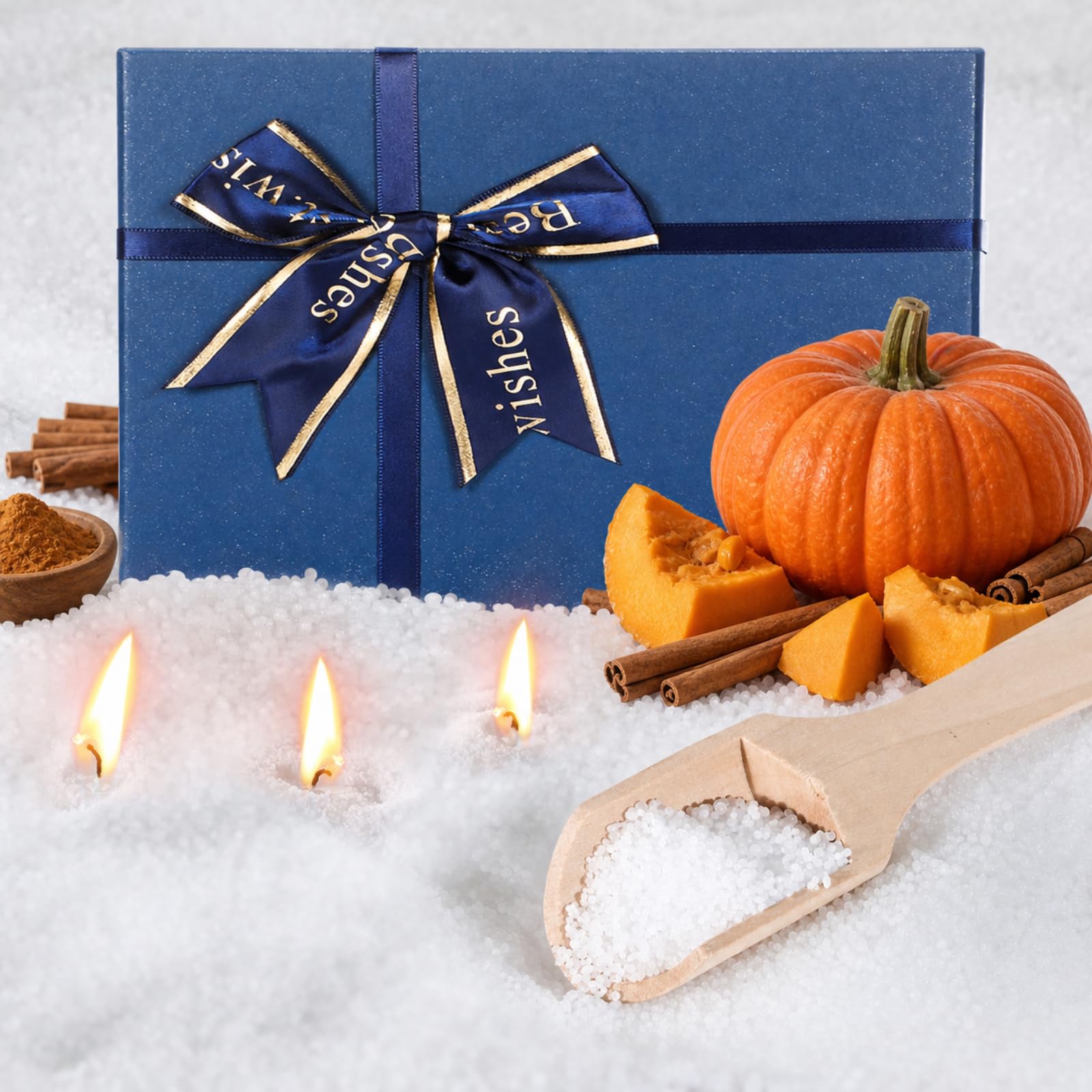MTLEE Candela perlata 2 kg zucca cannella candela profumata sabbia kit regalo di San Valentino per donne amanti con scatola avvolgente, 100 stoppini bianco perline cera set regalo per moglie, coppie