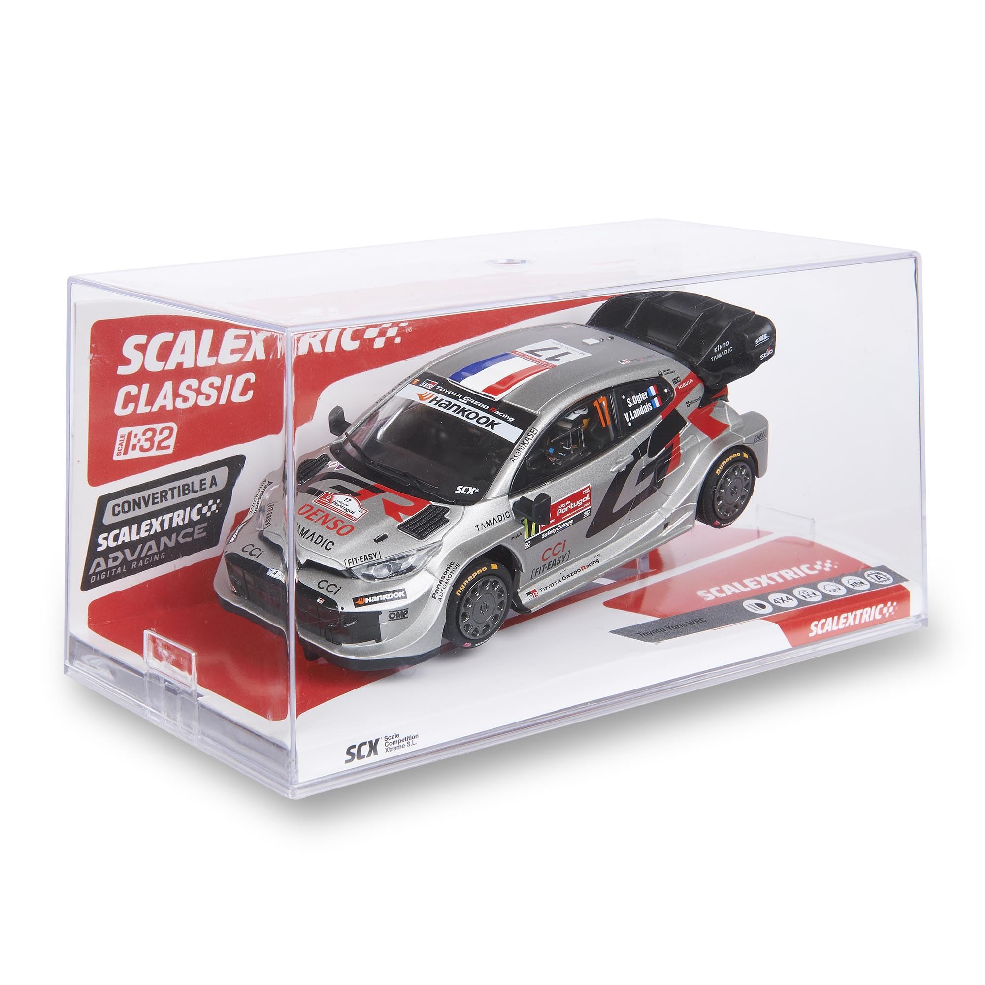 SCALEXTRIC - Vehículo de Carreras Advance - Coche Slot - Escala 1:32 (Toyota Yaris WRC - S. Ogier - Portugal '25)