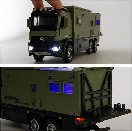 Miniatura 7 de BDTCTK Compatible con modelos de juguete de autocaravana 124 Benz, autocaravana, camión de juguete fundido a presión con sonido y luz para niños y