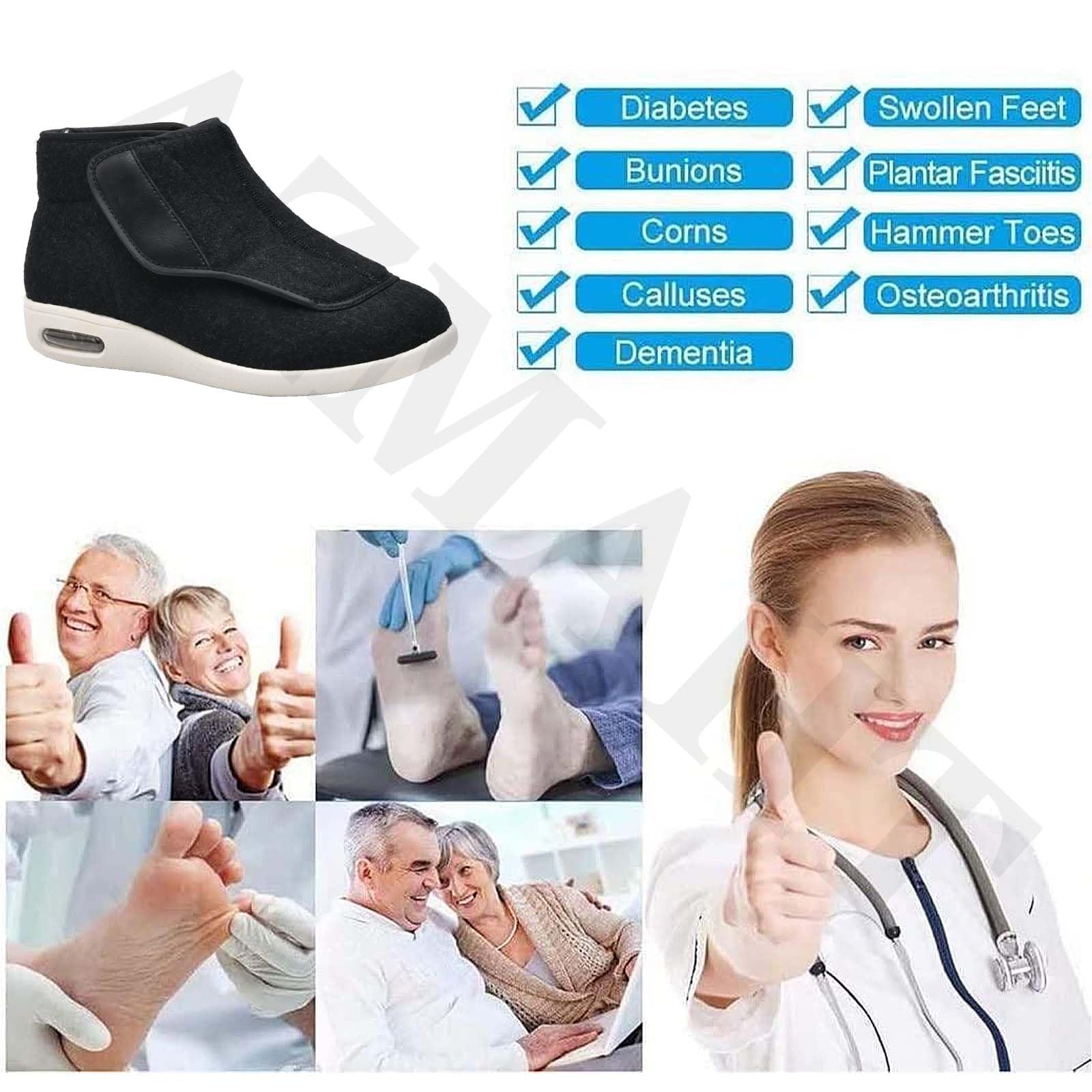 Mujer Zapatillas sanitarias Mujer Zapatos Mujer Invierno Zapatos de Mujer con Horma Ancha Zapatos de Mujer y Deportivas Antideslizantes Zapatillas con Camara de Aire,Negro,40.5 EU