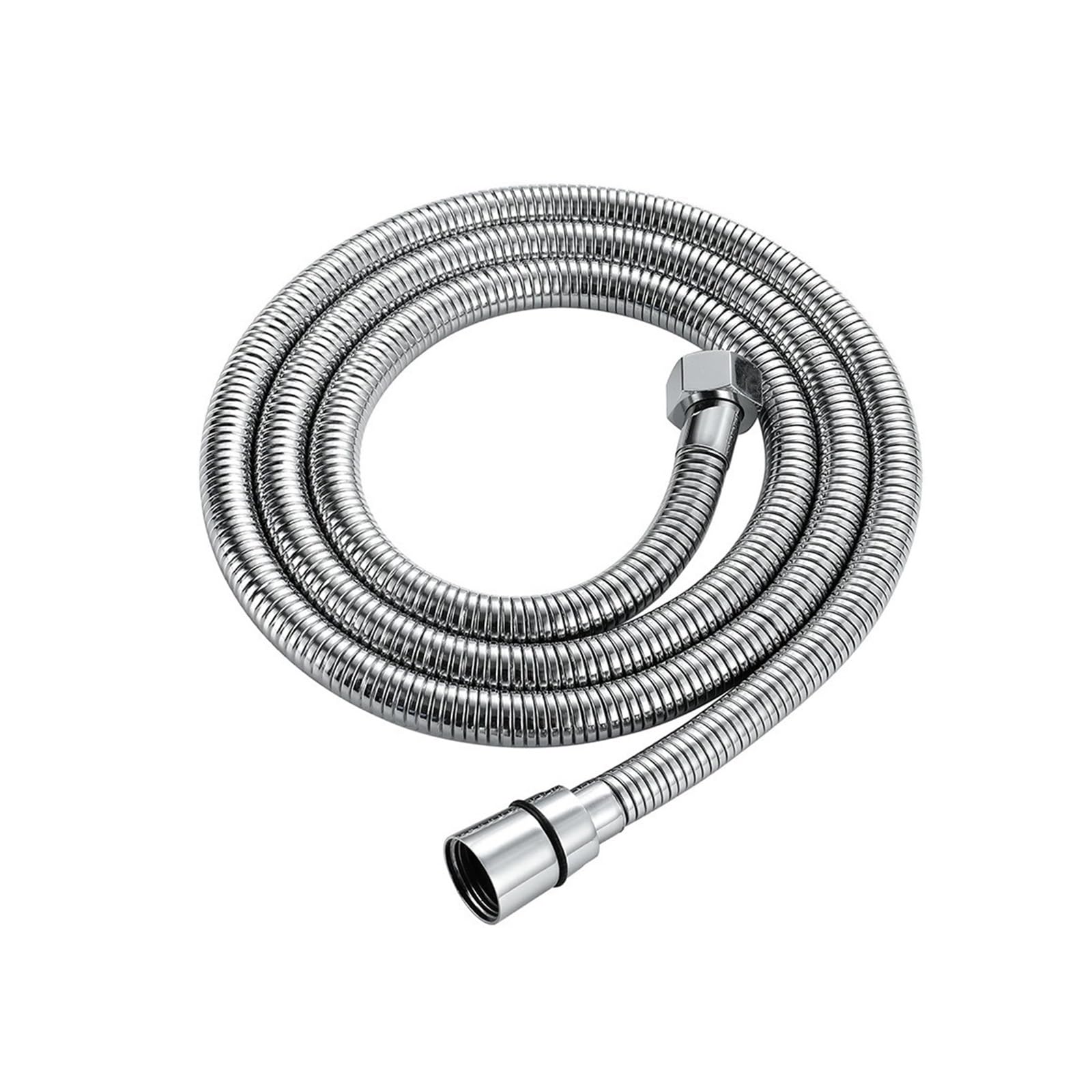 1.5M Brushed Gold & Grey PVC Shower Hose, Flexible Extension Pipe for Bathroom(Chrome)