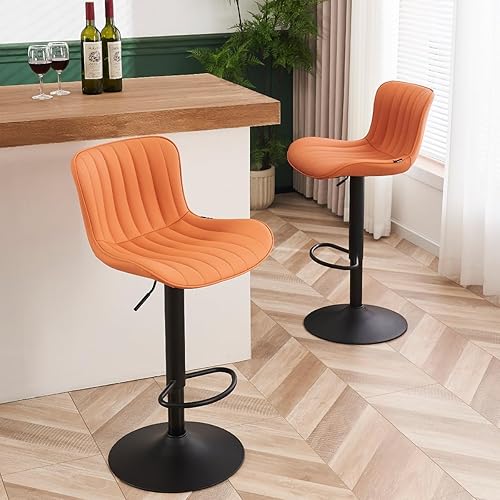 Miniatura 85 de YOUNUOKE Taburetes de bar de altura de mostrador para isla de cocina de 24 pulgadas, de metal, negro, juego de 2 taburetes giratorios ajustables con