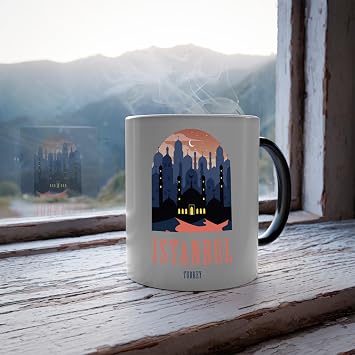 Thermo-Reactive Mug Magic Mug - Istanbul Turkey Illustration Turkey Monument City Travel - 325ml