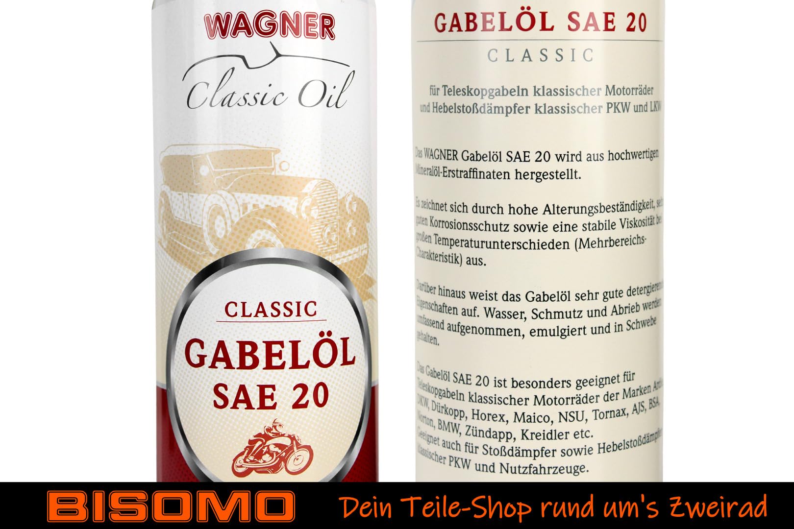 Gabelöl Stoßdämpfer Telegabel Federgabel Öl 500ml, SAE20 Spezialöl hochwertiges Mineralöl für Oldtimer, hergestellt mit Wagner
