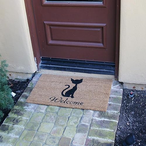 Miniatura 2 de Rubber-Cal Meow Welcome Mats Felpudo para gatos, 18 x 30 pulgadas, color marrón