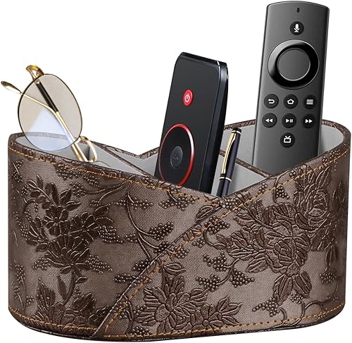 Soporte para control remoto, organizador de escritorio giratorio y decoraciones para sala de estar, decoración de habitación de piel sintética,