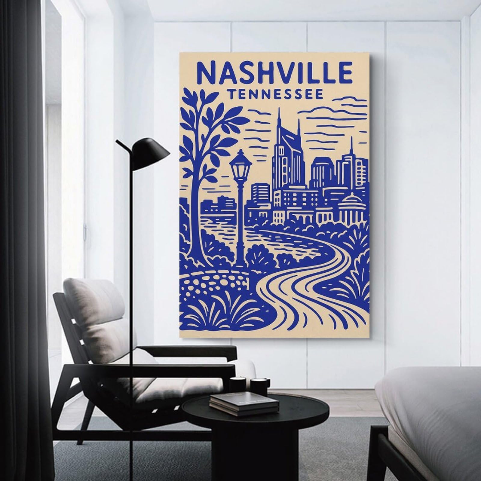 Junmoney Canvas Art Print Nashville Tennessee Skyline Art, 20x30inch(50x75cm), for Gallery Wall Layouts in Home Or Office, A Versatile Canvas Print for Layering