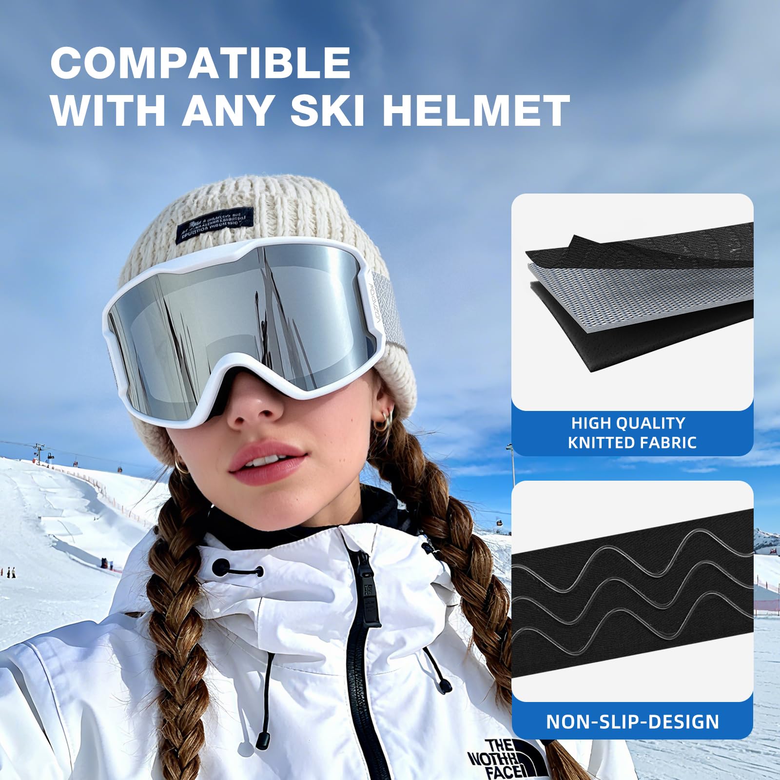 Lunettes de ski avec verres HD, protection 100 % UV, anti-buée pour hommes, femmes, jeunes