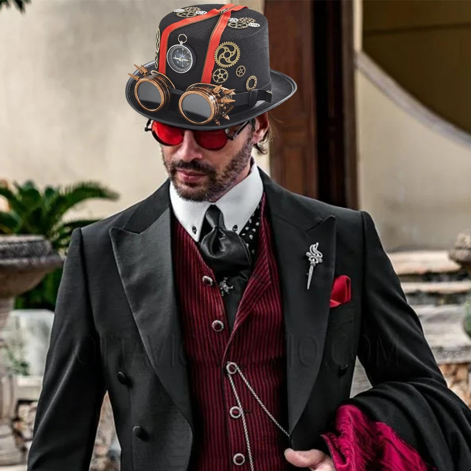 Sombreros de copa Steampunk para hombres Disfraz Vintage de Fieltro para