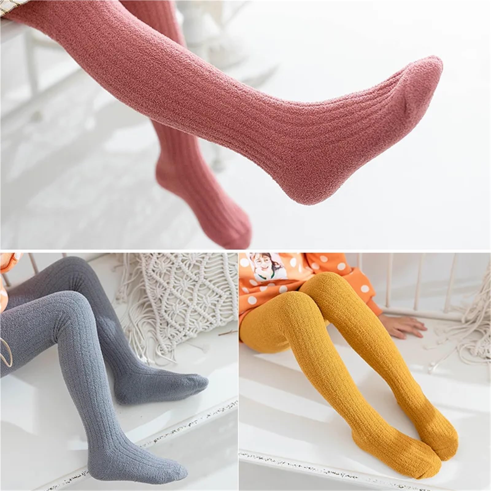 Medias de invierno cálidas de forro polar coral for niña, medias suaves y cómodas for niños de 1 a 7 años(Black,12 to 24 M)