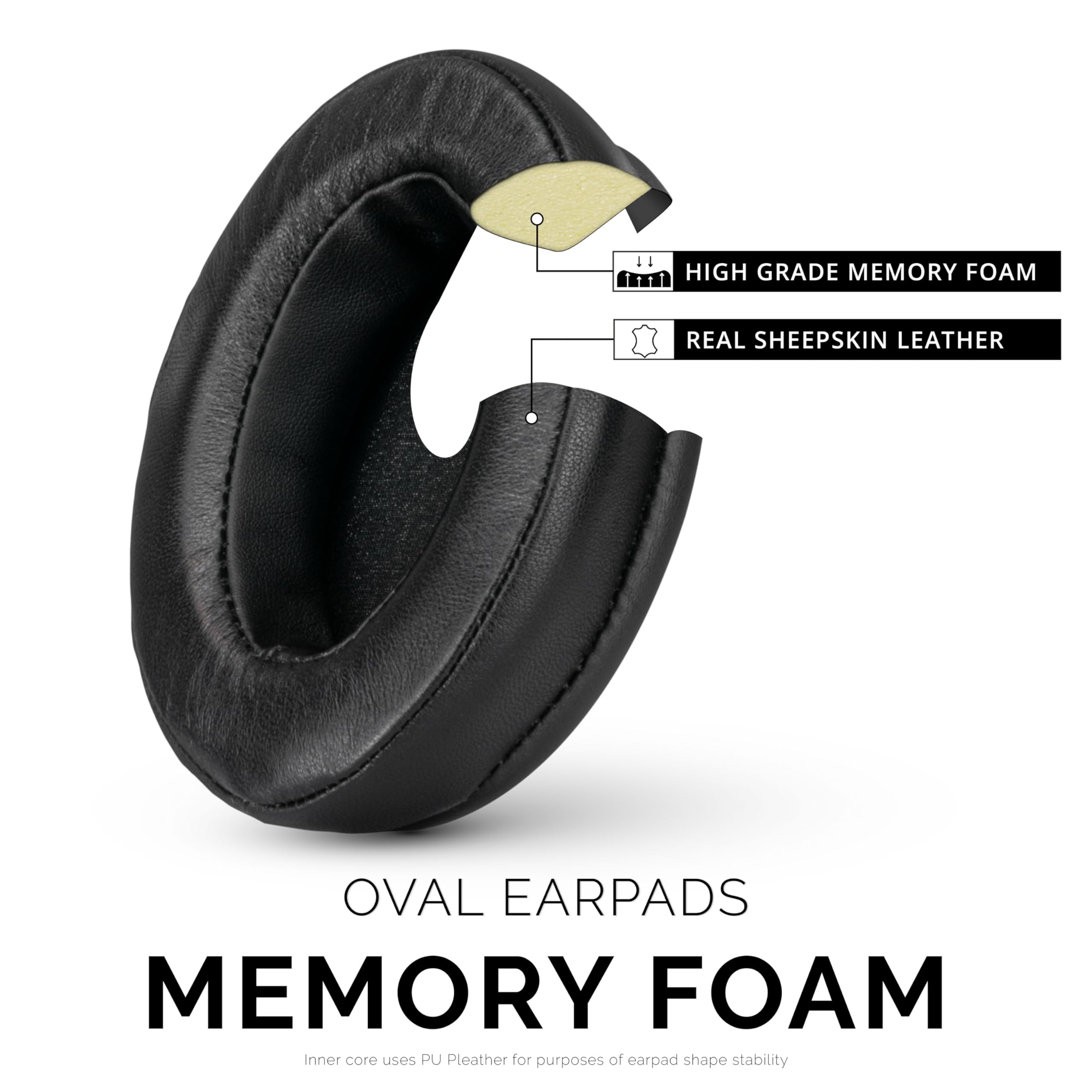 Brainwavz - Almohadilla de espuma viscoelástica de piel de oveja para auriculares de diadema AKG, HifiMan, ATH, Philips y Fostex