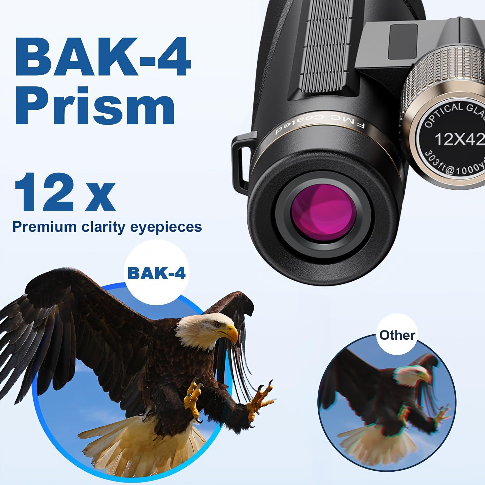 12x42 Binóculos, Binóculos Profissionais para Adultos,Prisma BaK4 e Lentes FMC,Antiniebla e Impermeables, Prismaticos para Observación de Aves, Caza, Senderismo