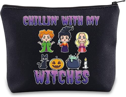 BWWKTOP Sanderson Sisters - Bolsa de maquillaje para cosméticos de Winifred & Mary & Sarah, regalos para fanáticos de Chillin With My Witches, bolsa