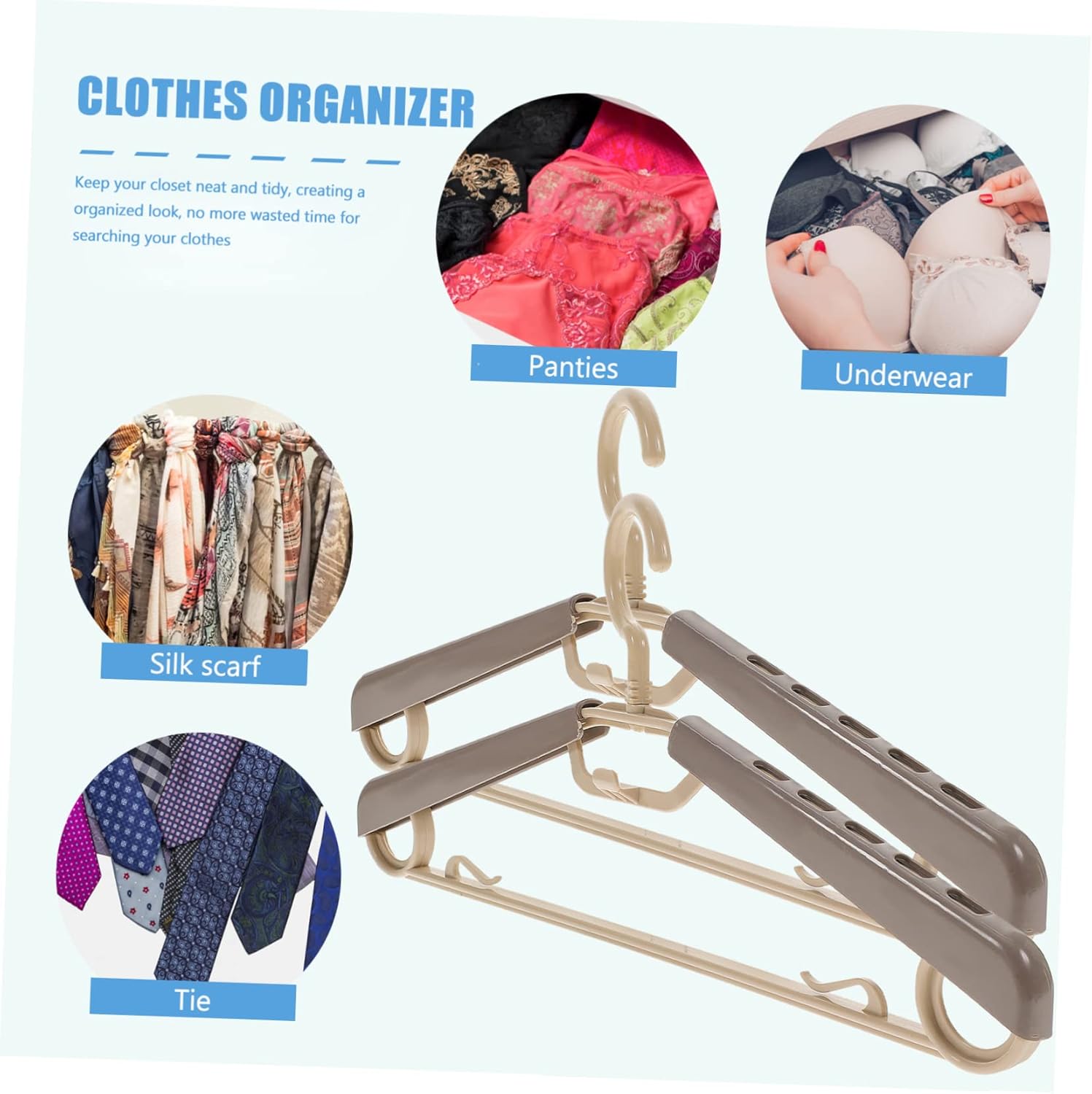 10pcs Adjustable Hangers for Dorm Extra Wide Coated Hangers for Coats Pants Jeans Space Saving No Bump