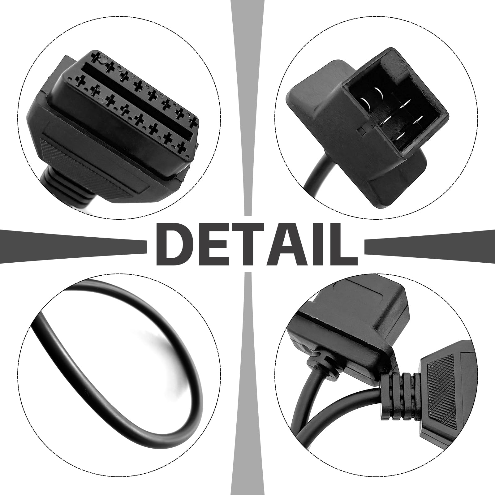 Adapter passend für OBD1 auf OBD2 6pin auf 16pin Diagnose-Scanner Konverter Adapter Fahrzeug 6-poliger Anschluss kompatibel mit Je-ep, Chrysler, Dodge
