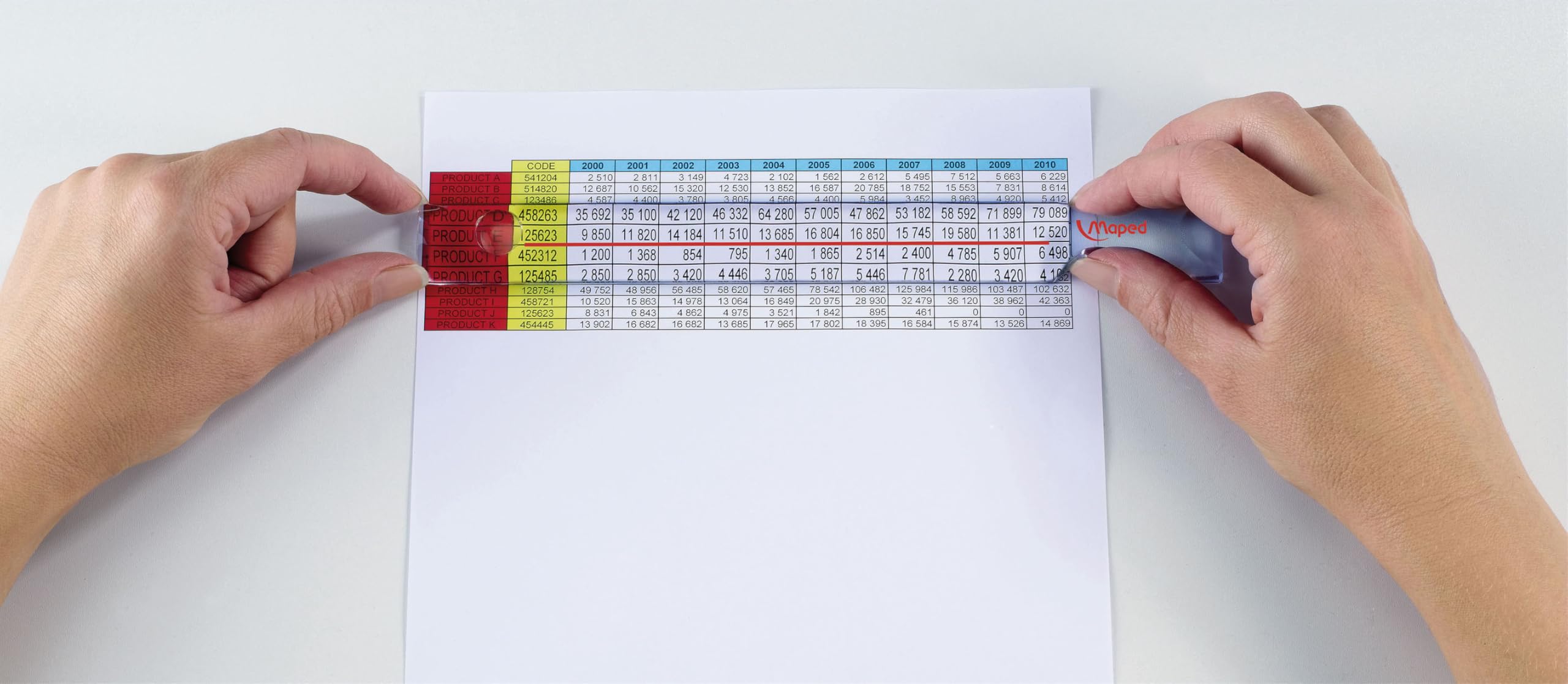 Maped - Lupa do czytania z czerwonym wskaźnikiem wizualnym - Powiększenie x3 i x1,5 - Ergonomiczny uchwyt - od 6 lat - W zestawie etui ochronne - Opakowanie blistrowe