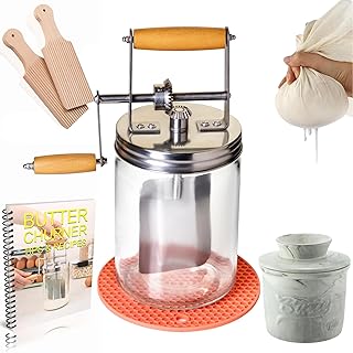 Dazey Butter Churn - Hand Crank Butter Churner- Manual Butter Maker- Beech Wood BUTTER PADDLES INCLUDED. Create Delicious ...