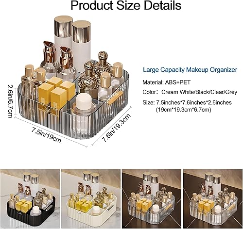 Miniatura 6 de DASITON Organizador de maquillaje acrílico, soporte para brochas de maquillaje con 9 ranuras, almacenamiento de maquillaje con asa, organizador de