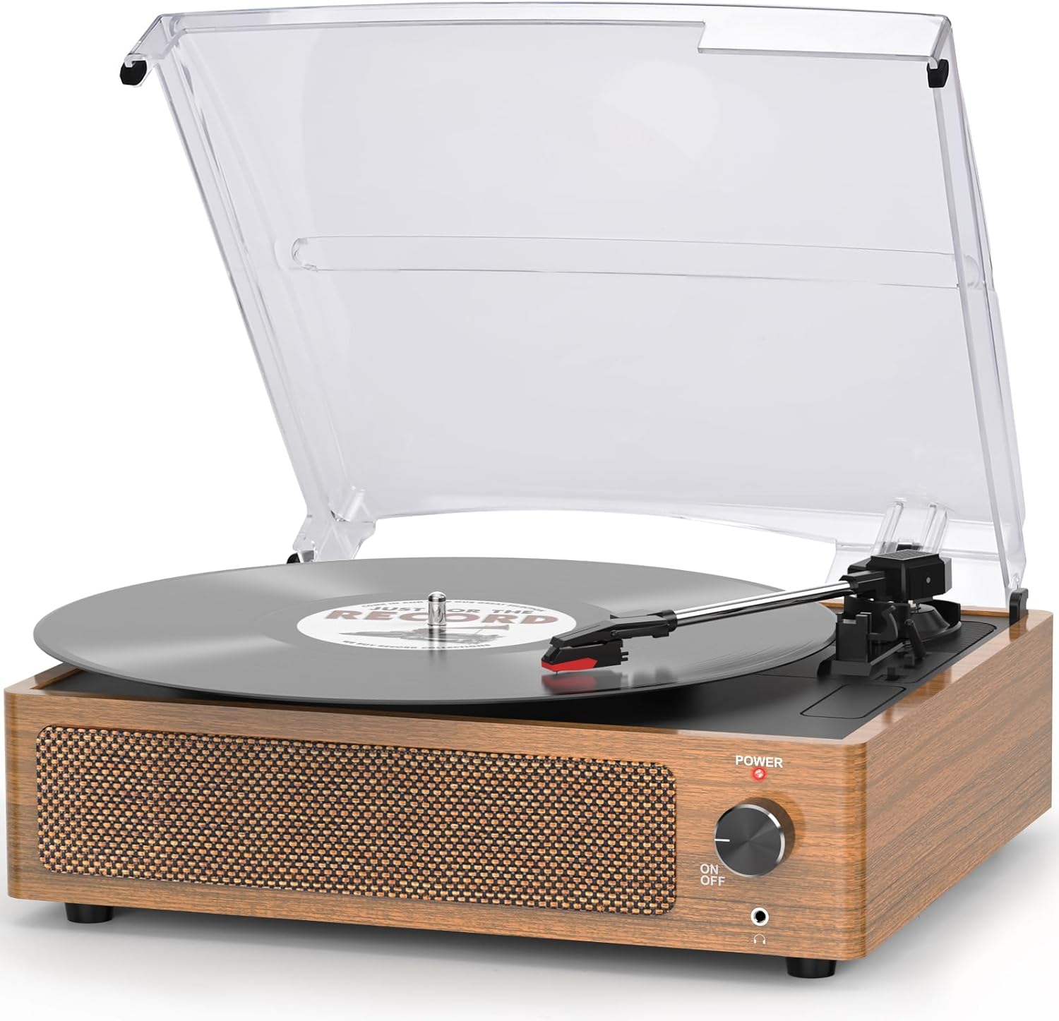 Retro Record Player for Vinyl with Speakers Vintage Turntables Vinyls Records Belt-Driven Turn Table 3-Speed 3 Size 33 1/3 45 78 RPM Wireless Playback Headphone AUX RCA Line LP Players Wood Grain