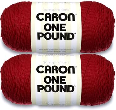 Caron One Pound Claret Yarn - 2 Pack of 454g/16oz - Acrylic - 4 Medium Worsted - 812 Yards - Knitting/Crochet