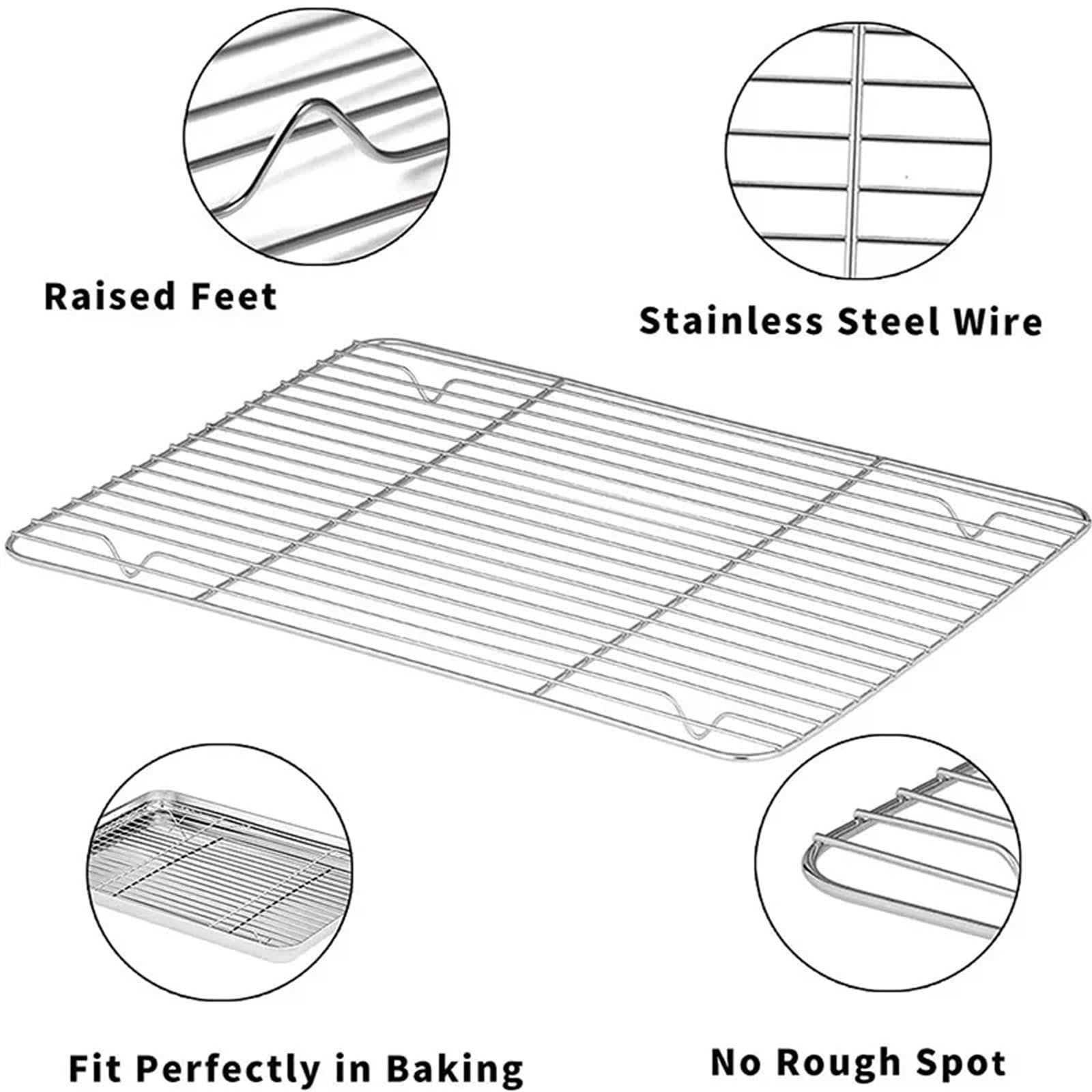Bandeja Para Horno Bandeja for hornear galletas con parrilla Rectangular de acero inoxidable con rejilla de enfriamiento extraíble, utensilio de cocina, bandeja antiadherente adecuada for horno Para H