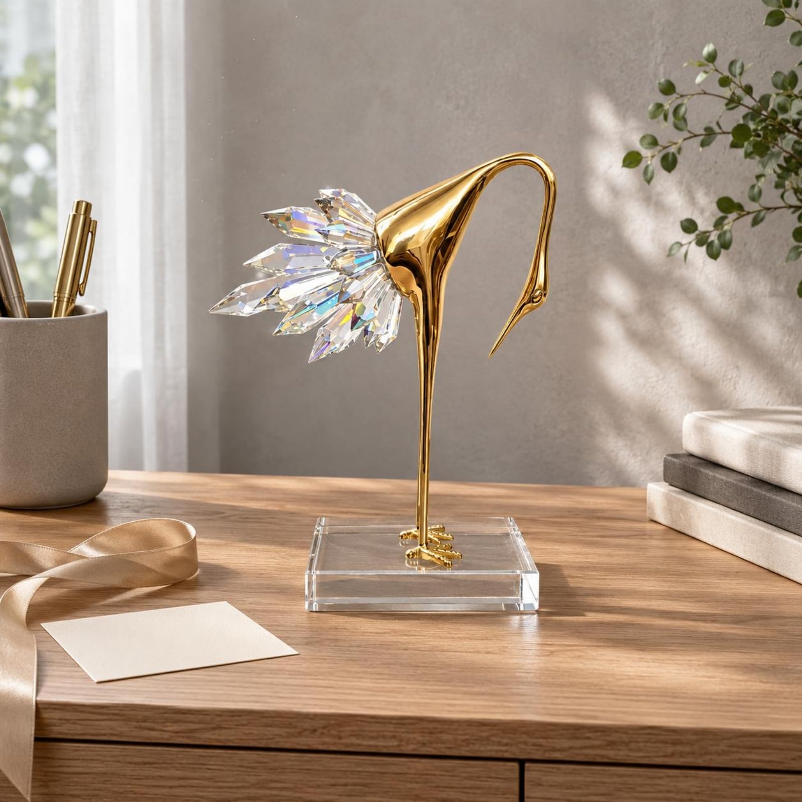 Statuetta Femminile Minimalista, Figura Di Ballerina In Ottone Con Entrambe Le Mani Sollevate