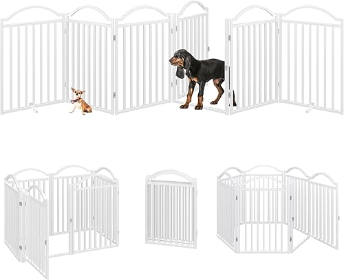 Miniatura 2 de BHG Puerta independiente de metal para perros sin ensamblaje con puerta a través, extra ancha de 144 pulgadas, puerta extra alta de 32 pulgadas para