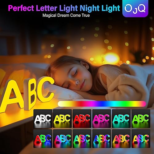 Miniatura 11 de OJQ Letras con luces LED iluminadas, letras de marquesina para decoración de habitación, luces de pared, regalos de Navidad, sincronización