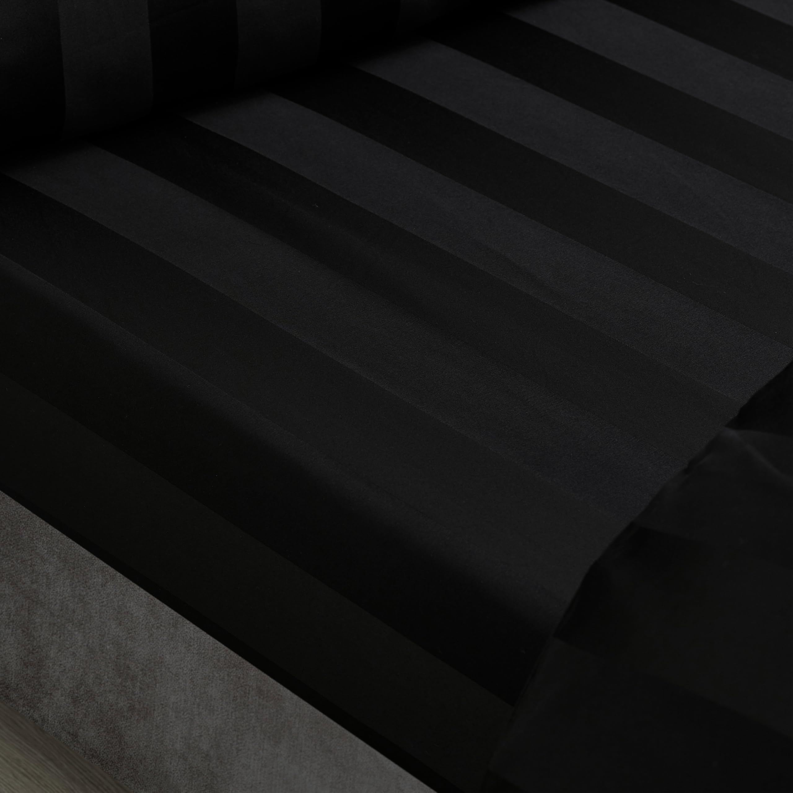 Catherine Lansfield So Soft Satin Stripe Single Fitted Sheet Black